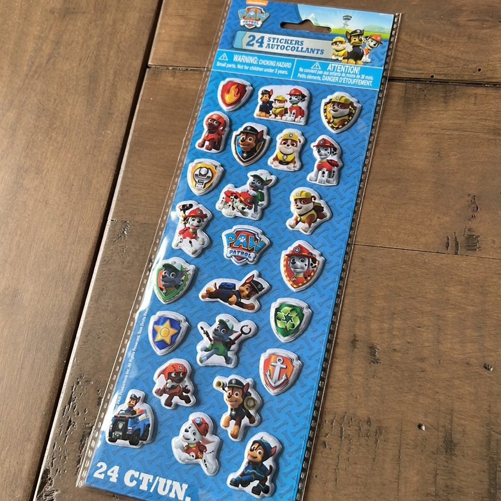 3/20$ 24 pcs Paw Patrol Stickers Puffy Stickers Funny Stickers